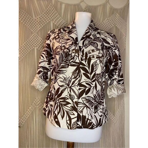 First Issue Womens Shirt Floral Print Button Down Long Sleeve Black Size Small - Picture 7 of 10